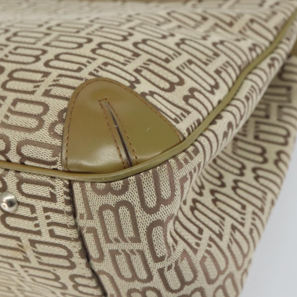 BALENCIAGA Hand Bag Canvas Beige Silver Auth 149812