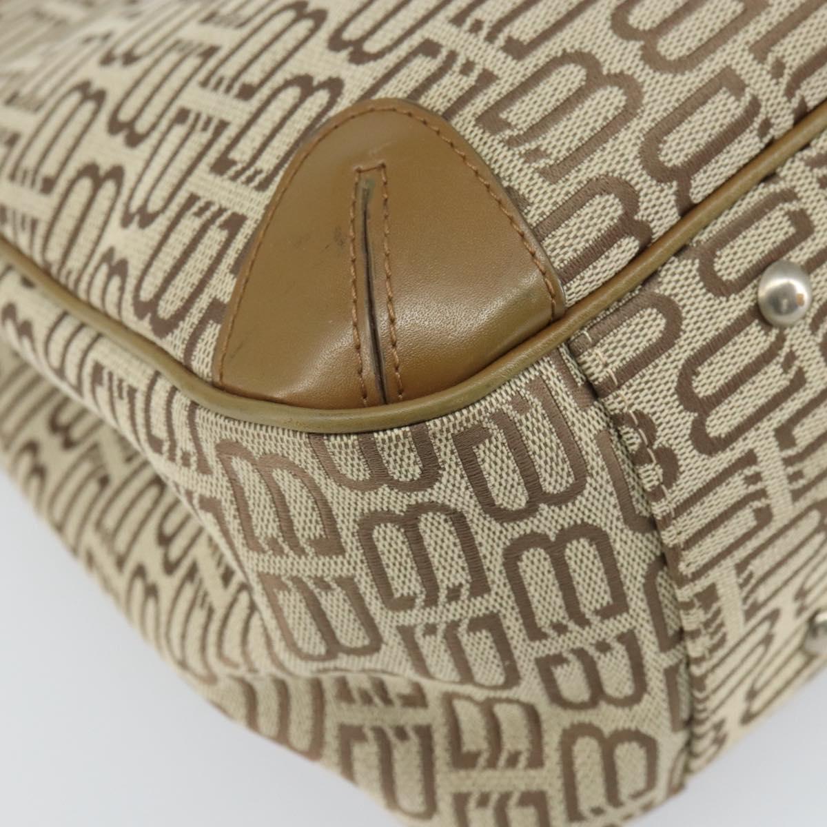 BALENCIAGA Hand Bag Canvas Beige Silver Auth 149812