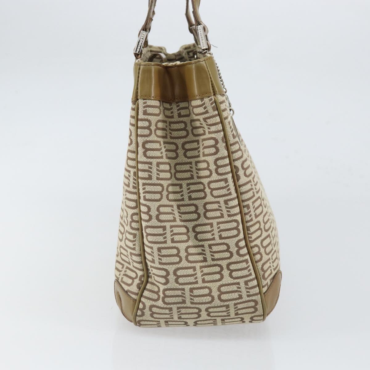 BALENCIAGA Hand Bag Canvas Beige Silver Auth 149812