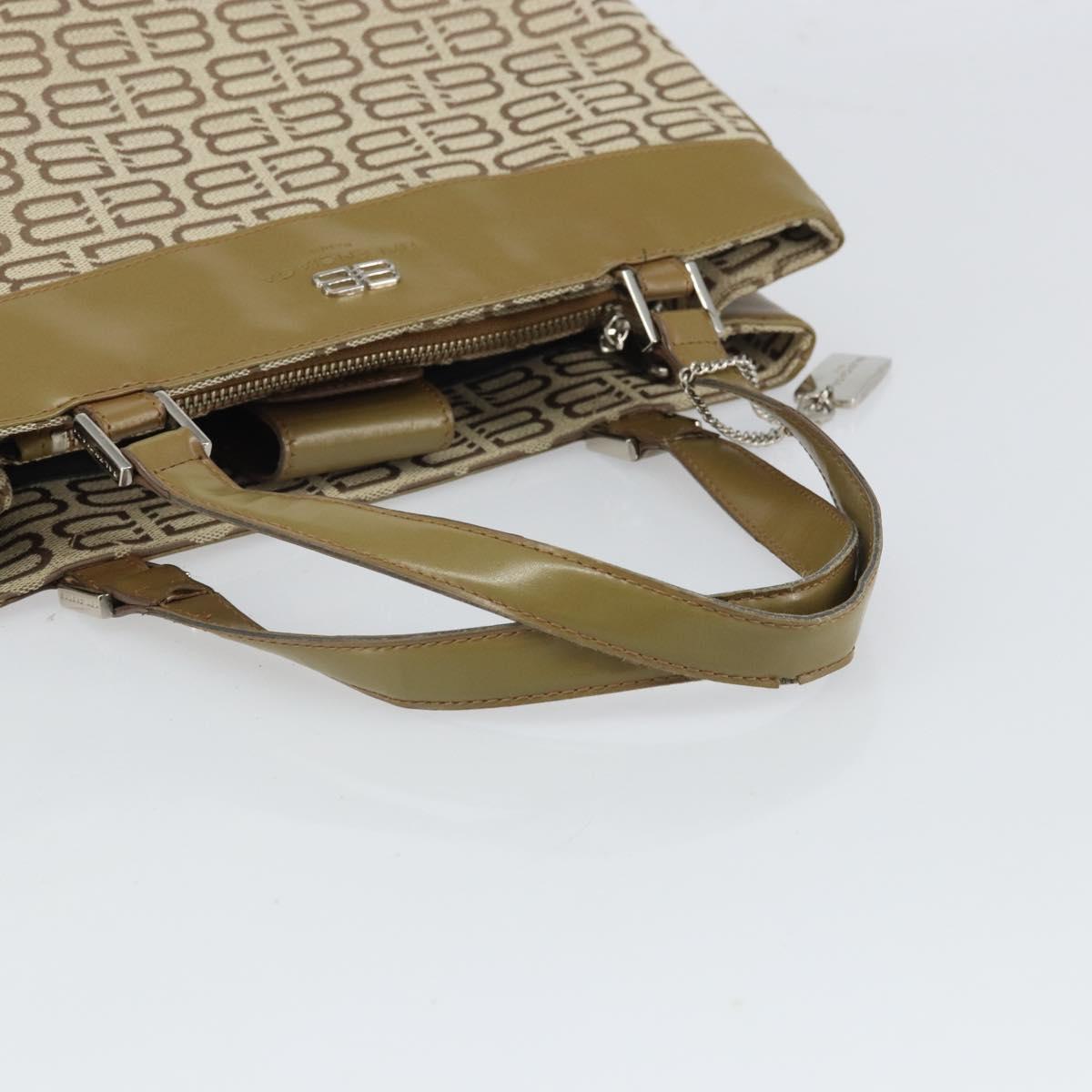 BALENCIAGA Hand Bag Canvas Beige Silver Auth 149812
