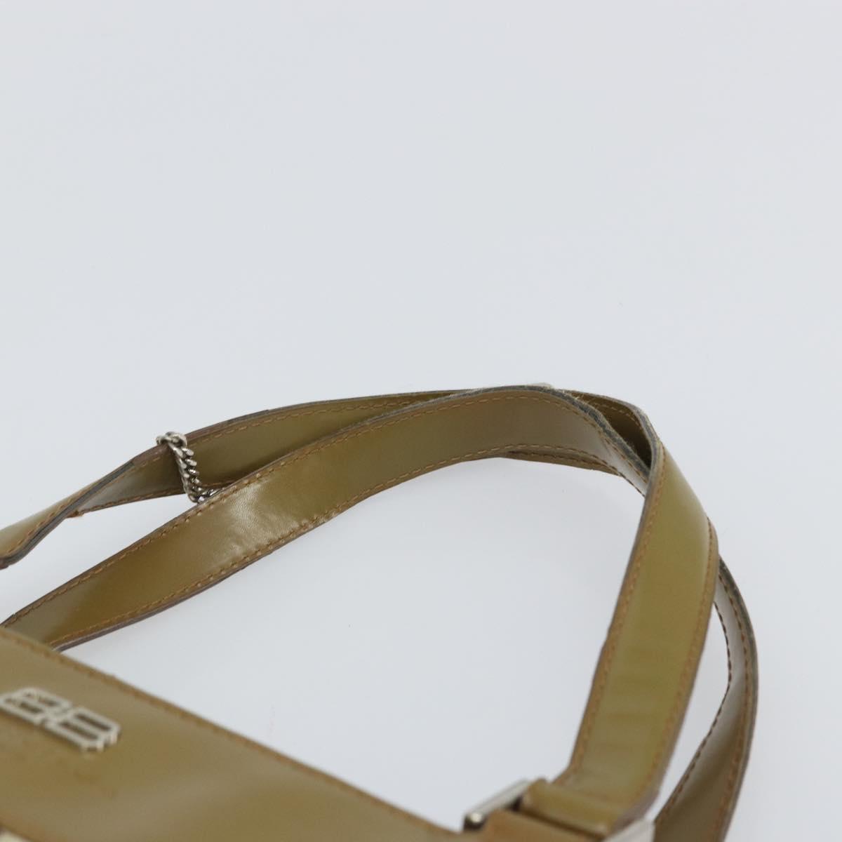 BALENCIAGA Hand Bag Canvas Beige Silver Auth 149812