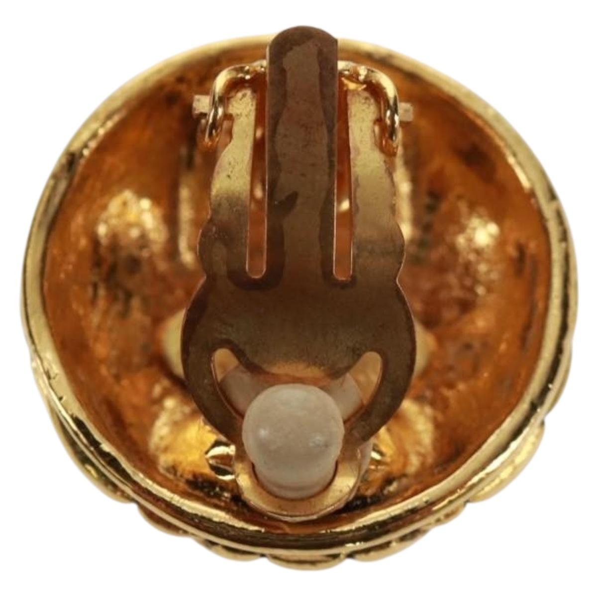 CHANEL Matelasse COCO Mark Earring metal Gold CC Auth 149817V