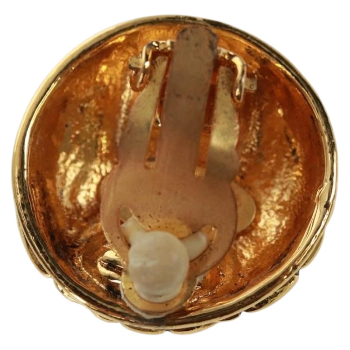 CHANEL Matelasse COCO Mark Earring metal Gold CC Auth 149817V