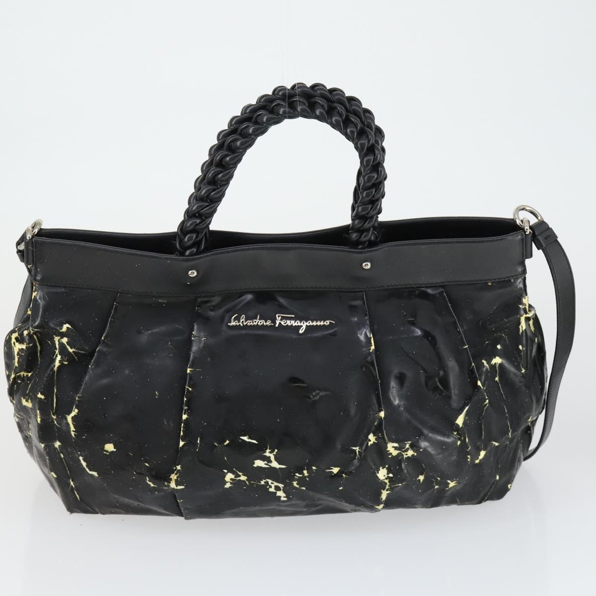 Salvatore Ferragamo Bag Leather Canvas Patent 4 Set Black Red Auth 149824