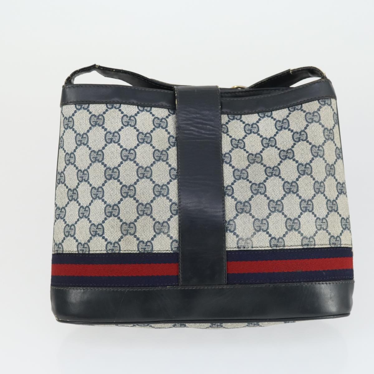 GUCCI GG Supreme Crystal Shoulder Bag PVC 4 Set Black Navy Auth 149829