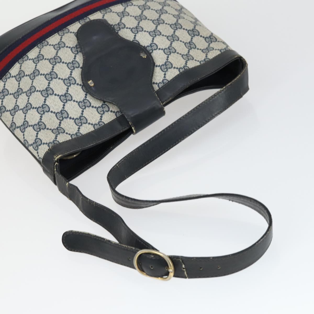 GUCCI GG Supreme Crystal Shoulder Bag PVC 4 Set Black Navy Auth 149829