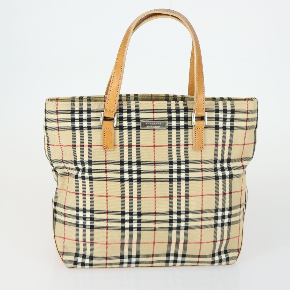 BURBERRY Nova Check Blue Label Hand Bag Canvas 2 Set Beige Auth 149834