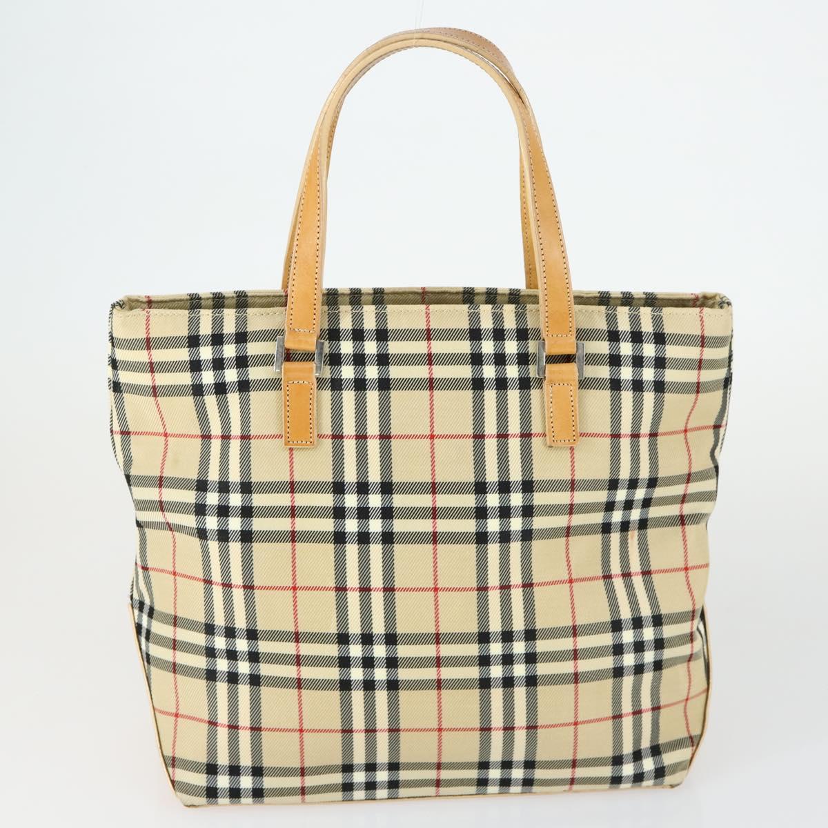 BURBERRY Nova Check Blue Label Hand Bag Canvas 2 Set Beige Auth 149834