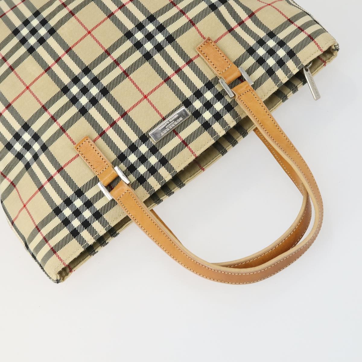 BURBERRY Nova Check Blue Label Hand Bag Canvas 2 Set Beige Auth 149834