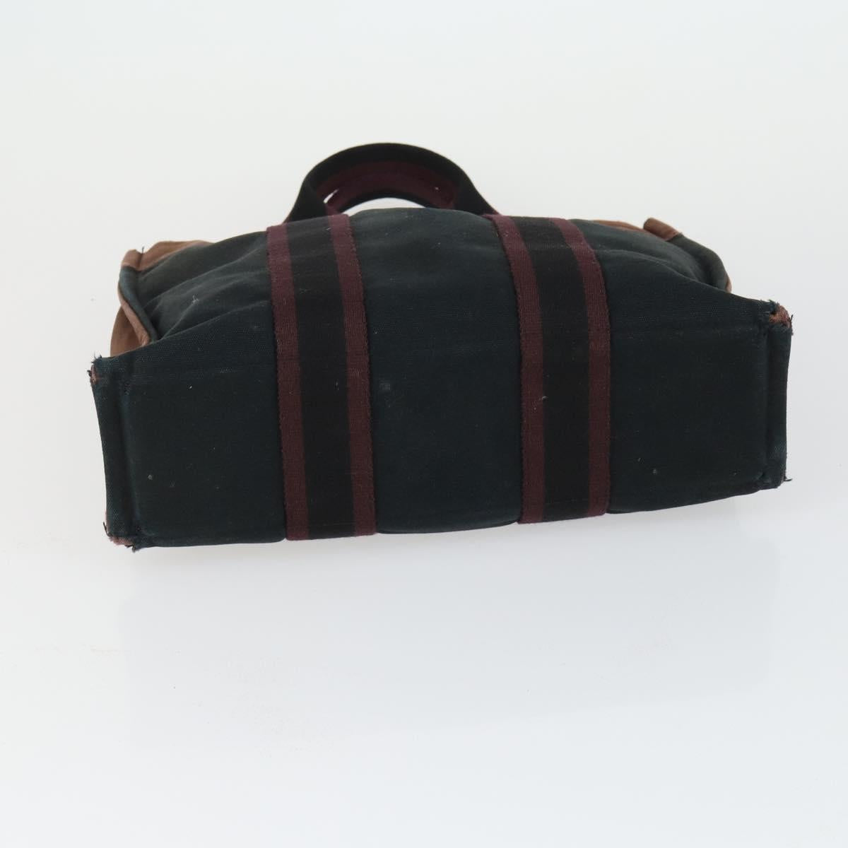 HERMES Fourre Tout Hand Bag Canvas 3 Set Gray Black Navy Auth 149836