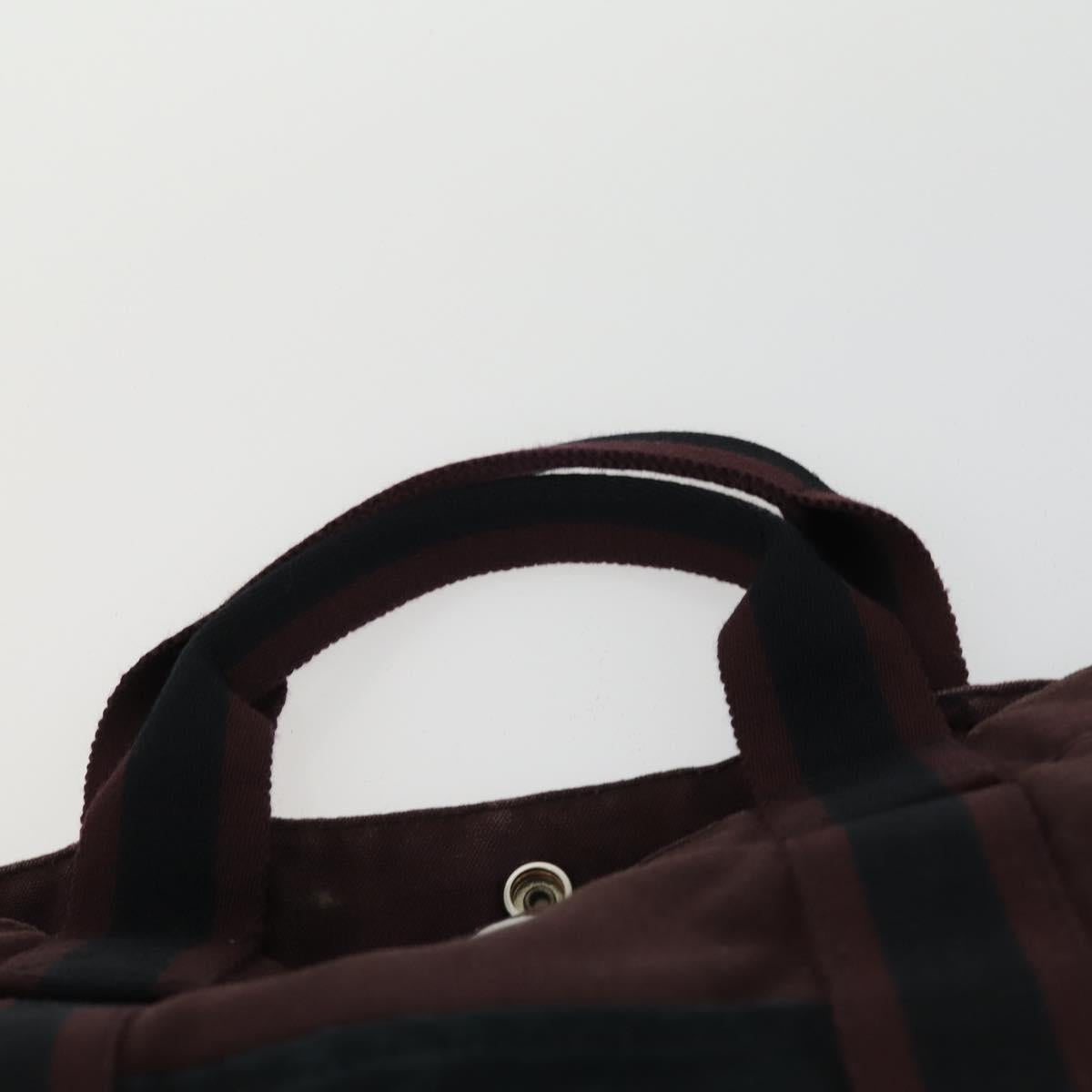 HERMES Fourre Tout Hand Bag Canvas 3 Set Gray Black Navy Auth 149836
