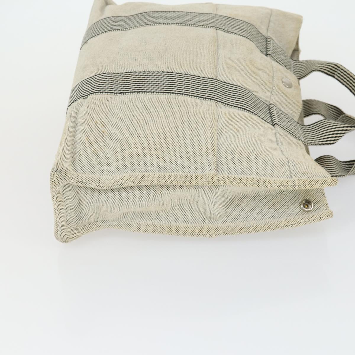 HERMES Fourre Tout Hand Bag Canvas 4 Set Gray Beige Auth 149837