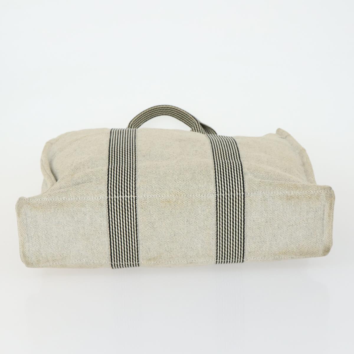 HERMES Fourre Tout Hand Bag Canvas 4 Set Gray Beige Auth 149837