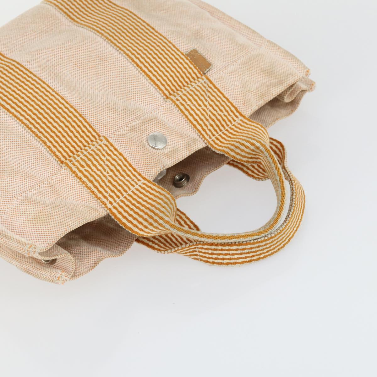 HERMES Fourre Tout Hand Bag Canvas 4 Set Gray Beige Auth 149837