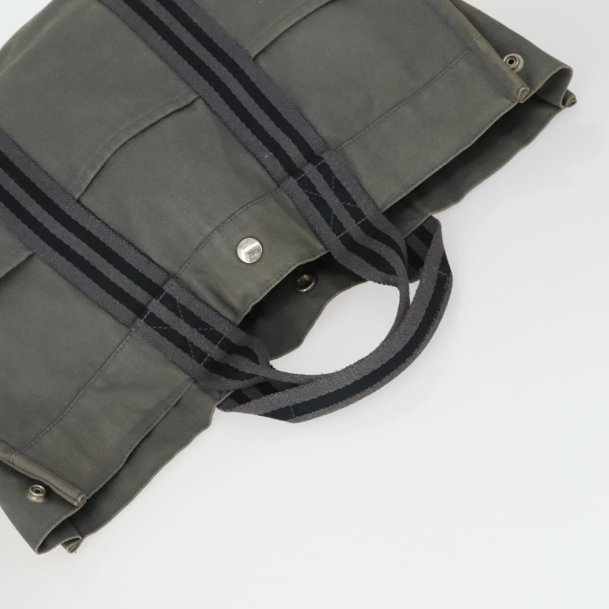 HERMES Fourre Tout Hand Bag Canvas 4 Set Gray Beige Auth 149837