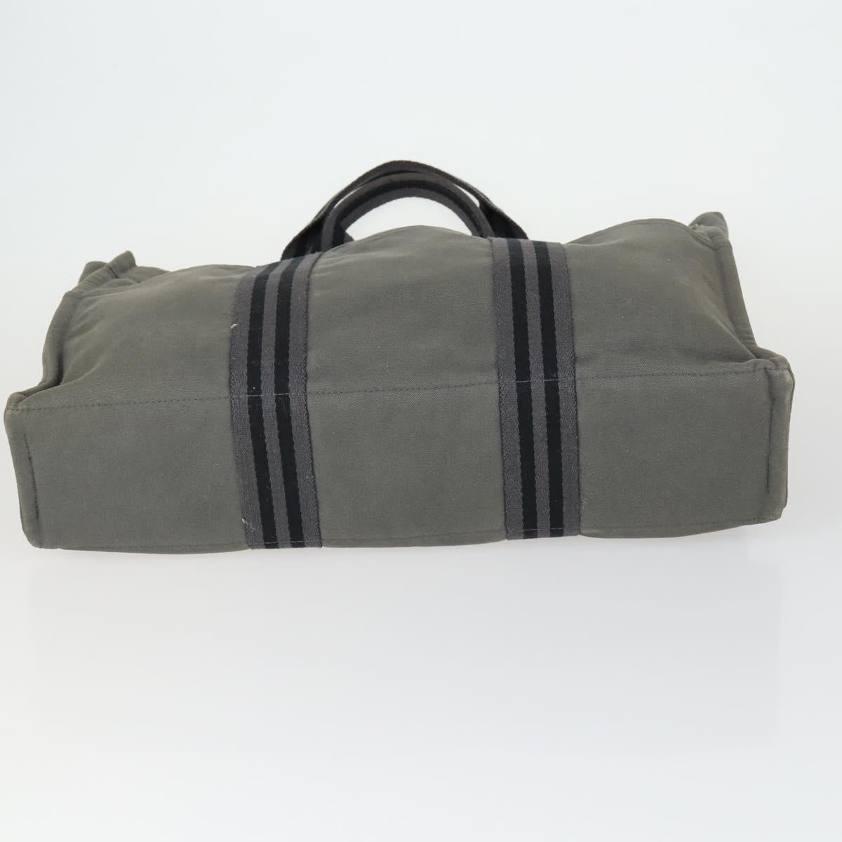 HERMES Fourre Tout Hand Bag Canvas 4 Set Gray Beige Auth 149837