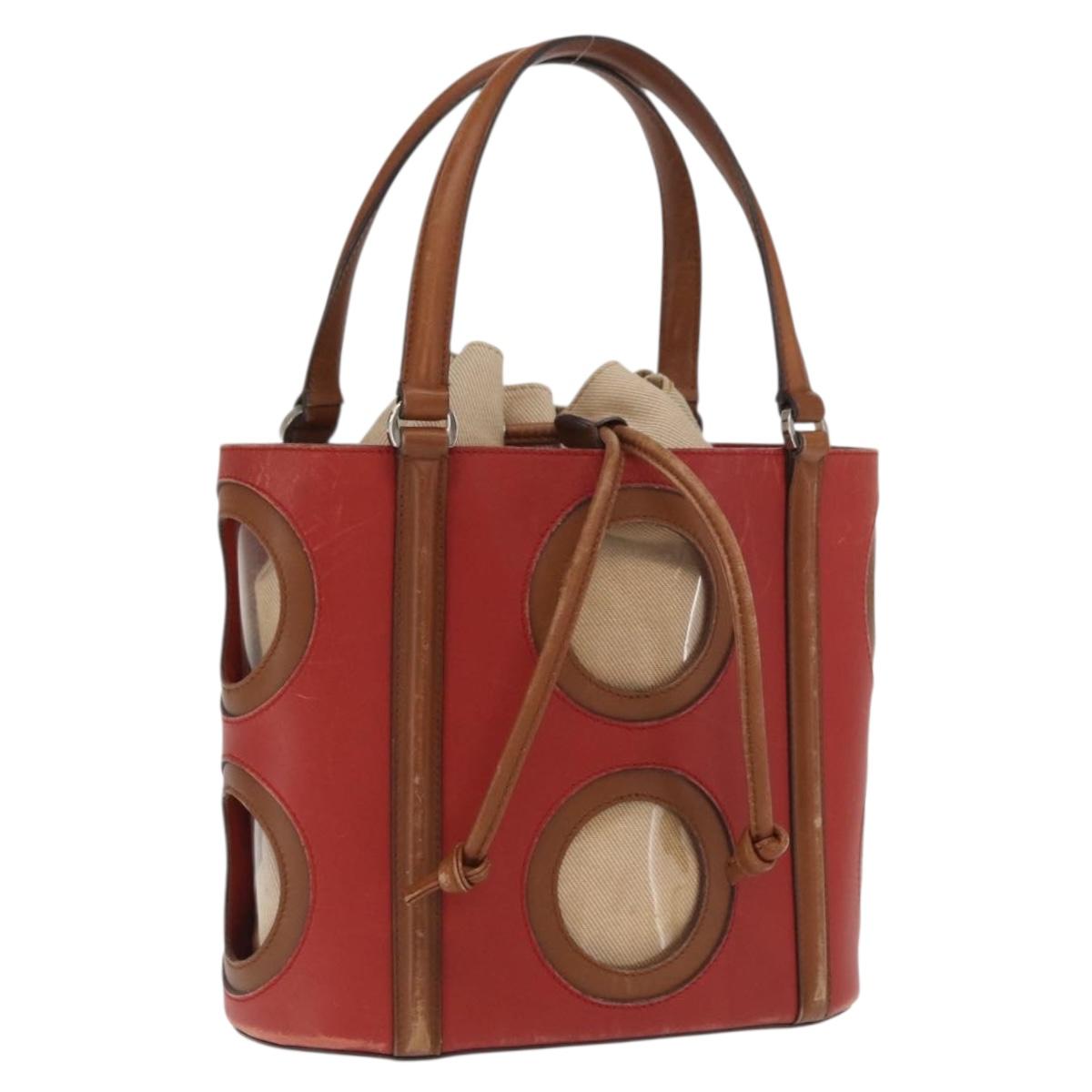 Salvatore Ferragamo Hand Bag Leather Red Silver Auth 149839