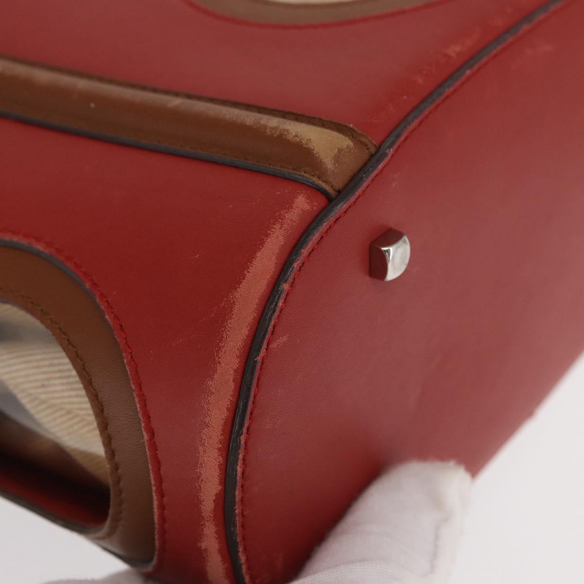 Salvatore Ferragamo Hand Bag Leather Red Silver Auth 149839