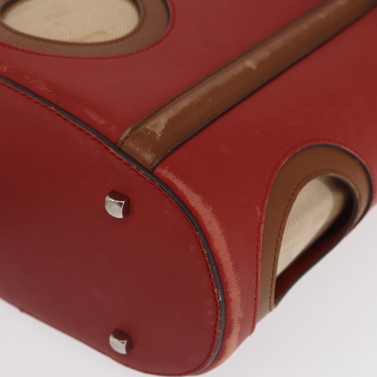 Salvatore Ferragamo Hand Bag Leather Red Silver Auth 149839