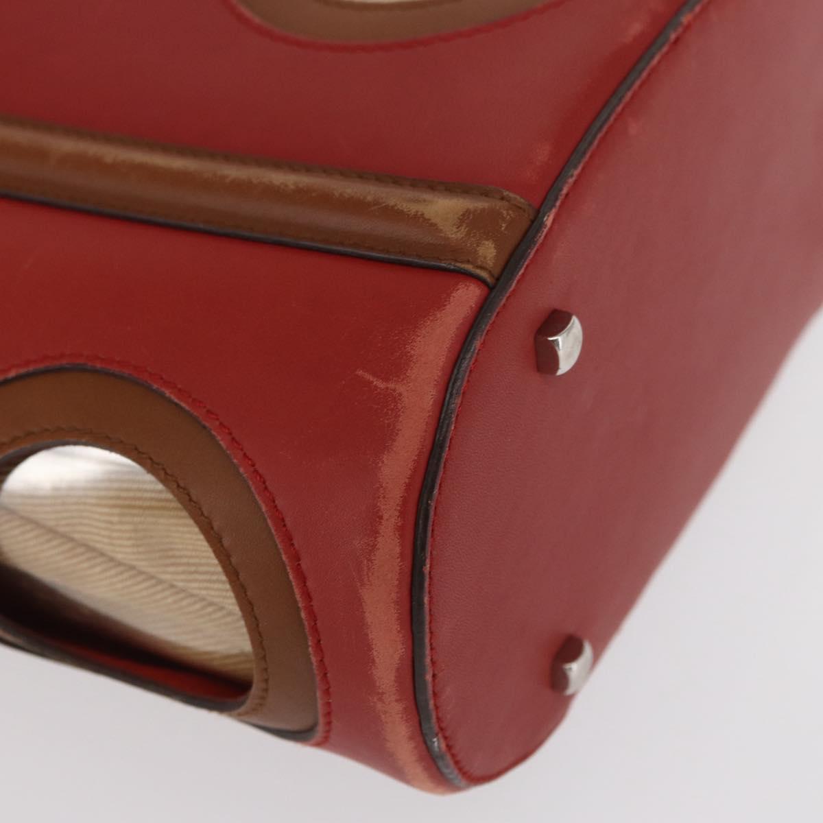 Salvatore Ferragamo Hand Bag Leather Red Silver Auth 149839