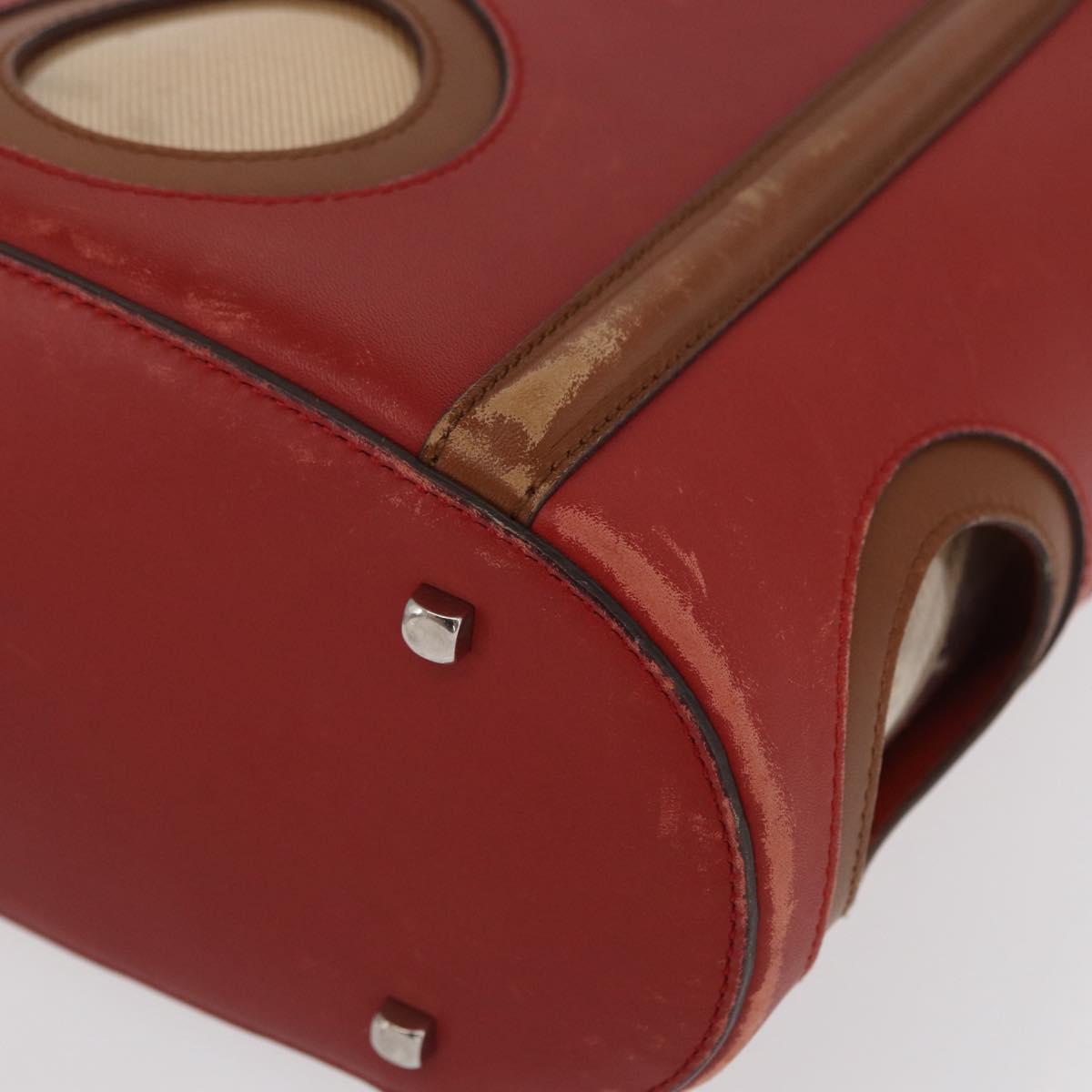 Salvatore Ferragamo Hand Bag Leather Red Silver Auth 149839