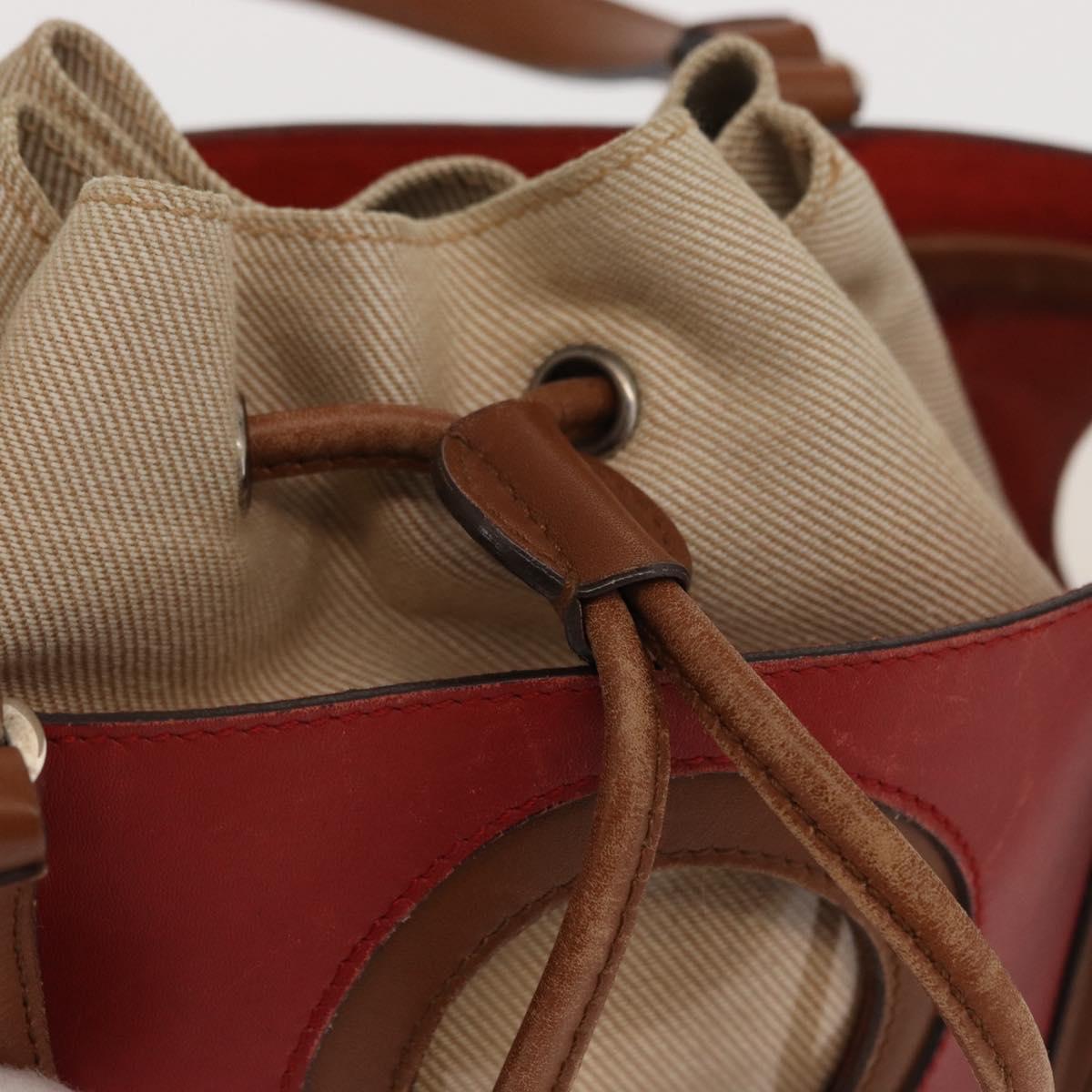 Salvatore Ferragamo Hand Bag Leather Red Silver Auth 149839