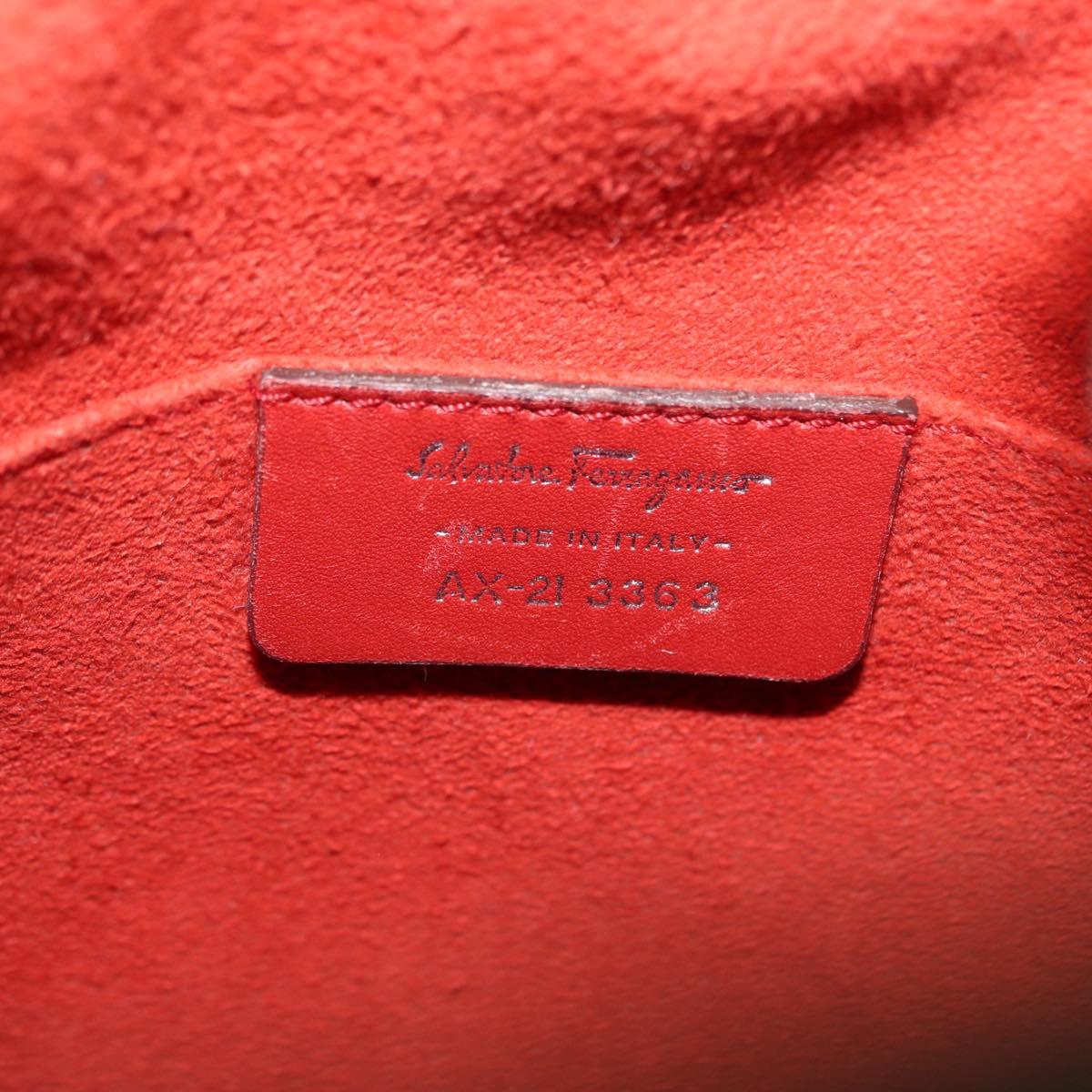 Salvatore Ferragamo Hand Bag Leather Red Silver Auth 149839