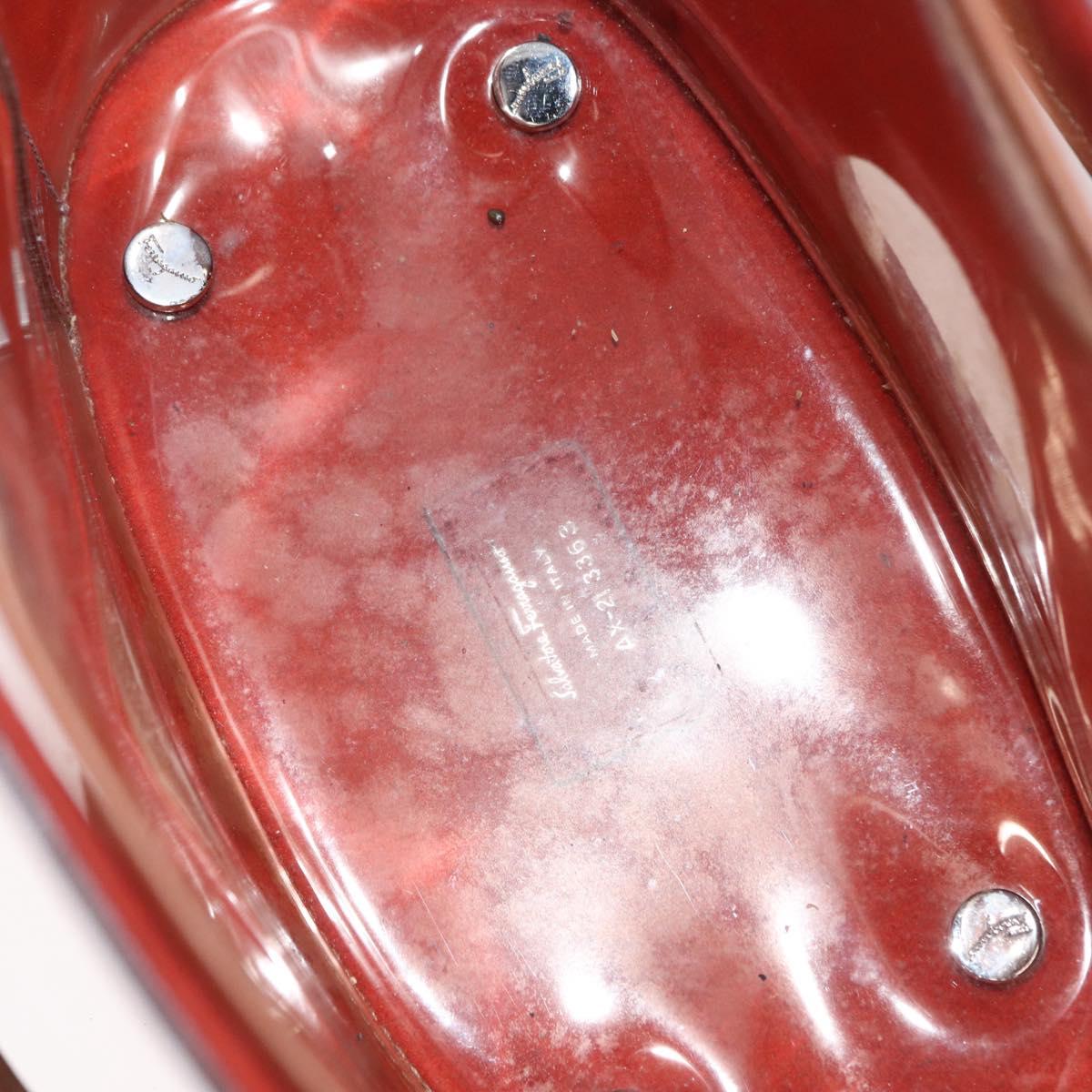 Salvatore Ferragamo Hand Bag Leather Red Silver Auth 149839