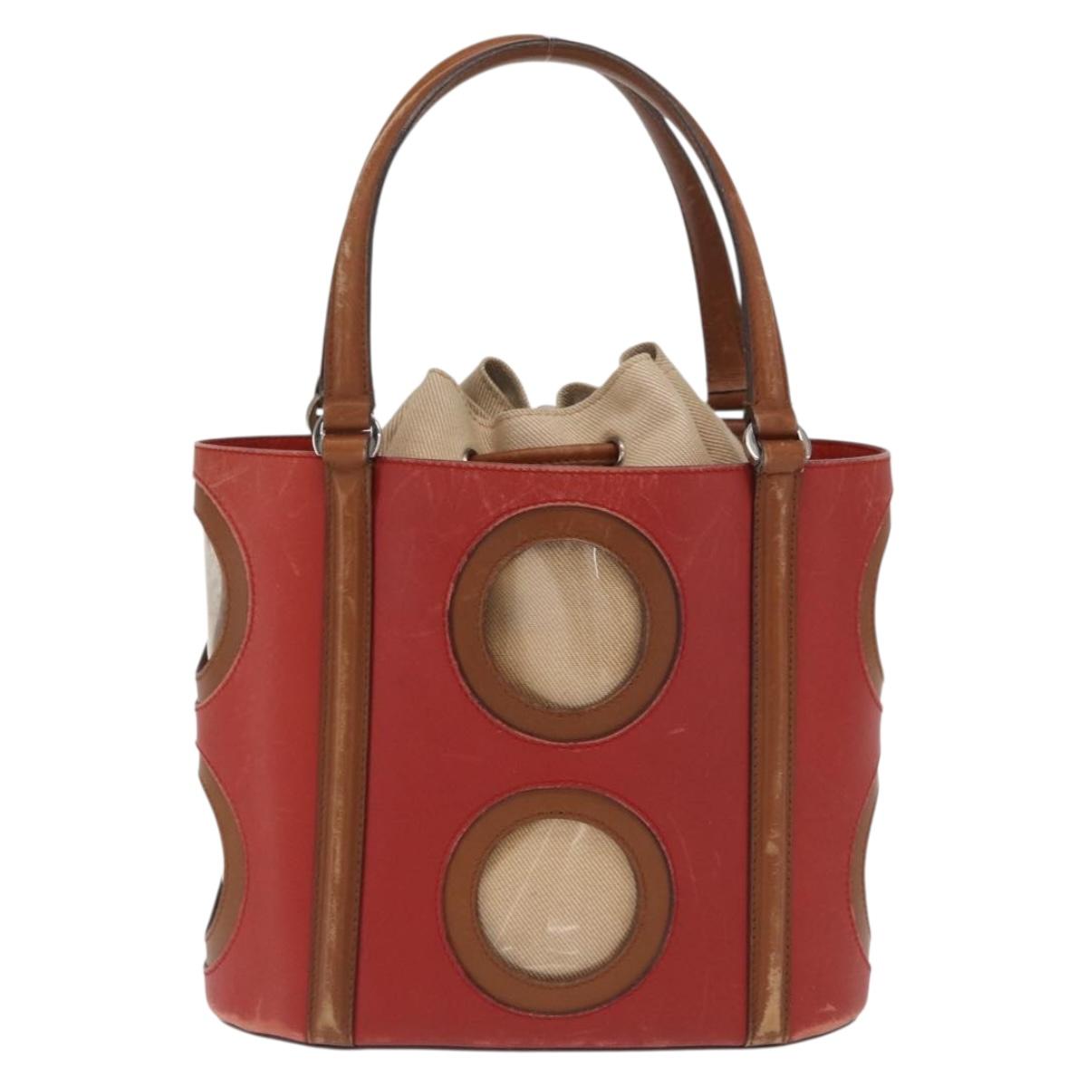 Salvatore Ferragamo Hand Bag Leather Red Silver Auth 149839