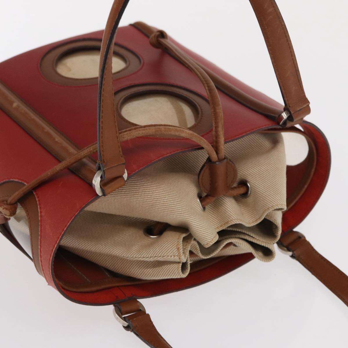 Salvatore Ferragamo Hand Bag Leather Red Silver Auth 149839