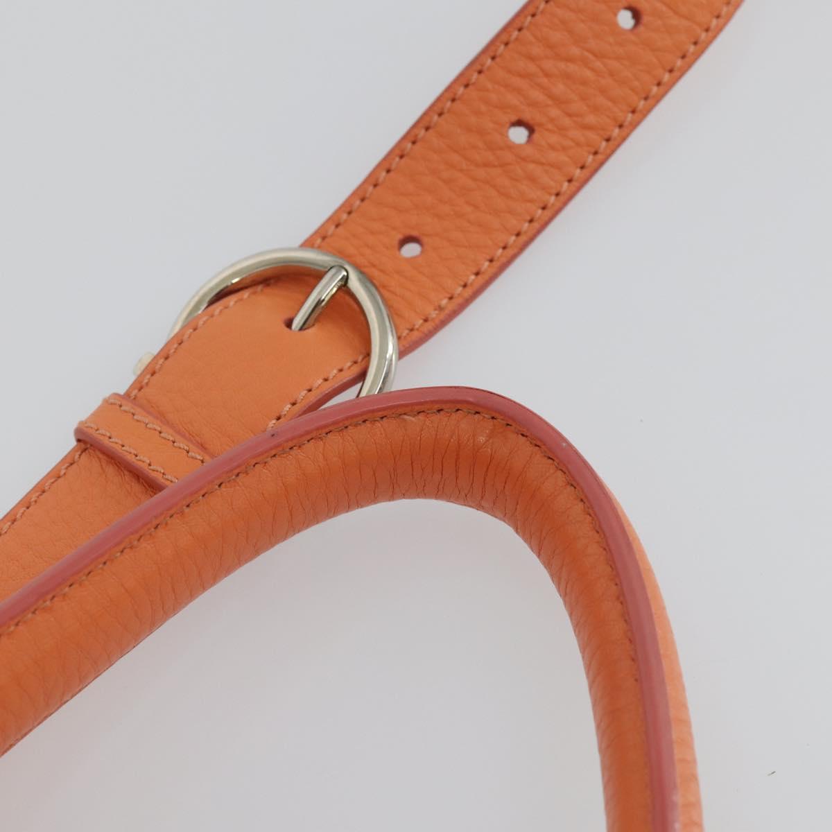 Salvatore Ferragamo Gancini Hand Bag Leather 2way Orange Silver Auth 149840