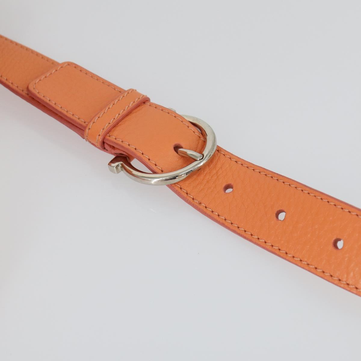 Salvatore Ferragamo Gancini Hand Bag Leather 2way Orange Silver Auth 149840