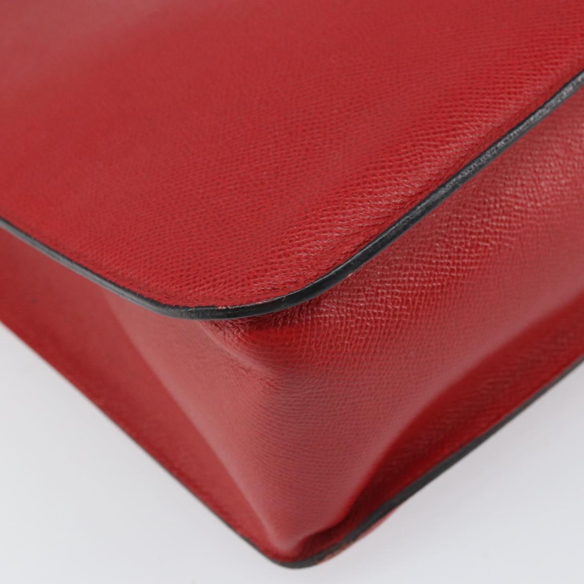 BALLY Shoulder Bag Leather Red Gold Auth 149841