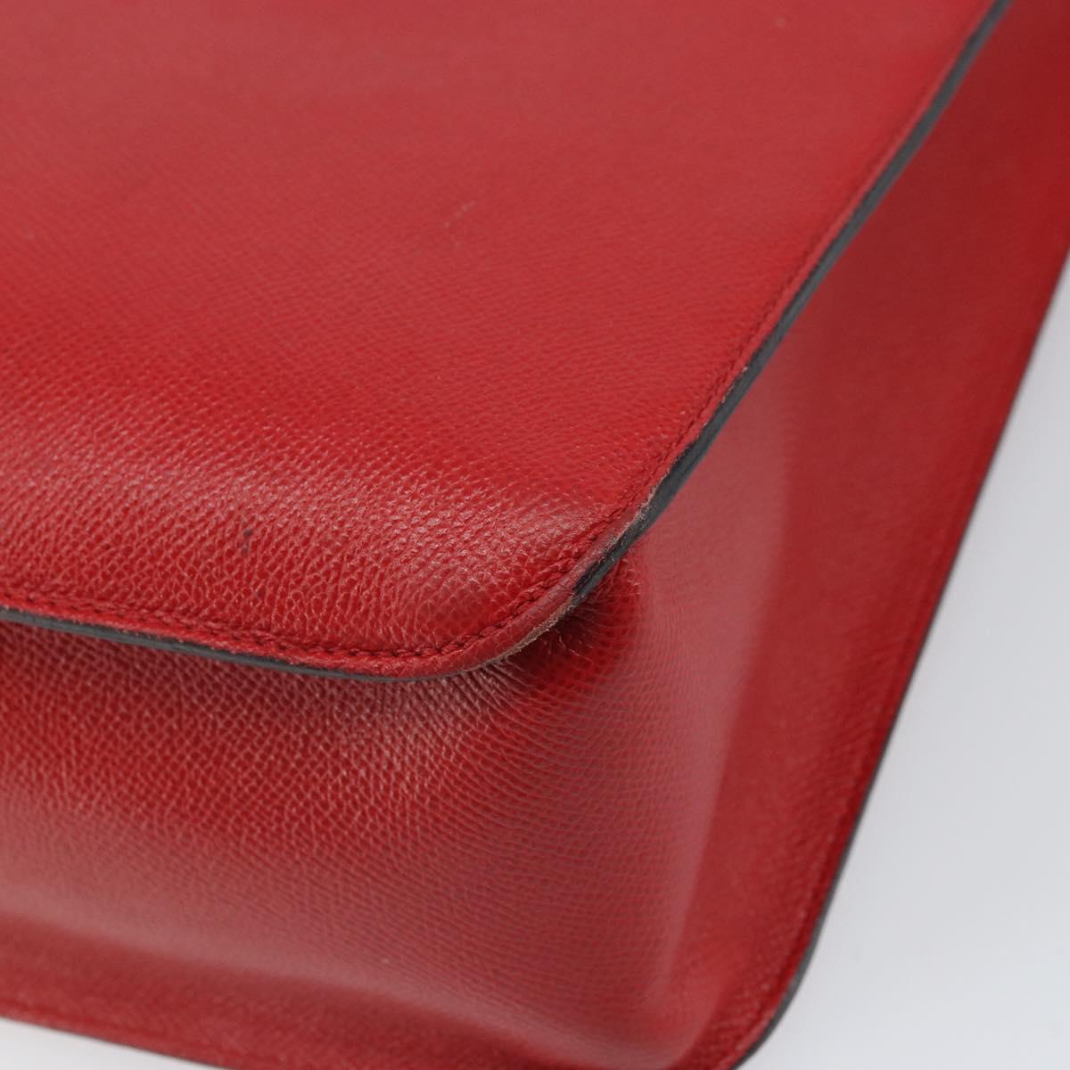 BALLY Shoulder Bag Leather Red Gold Auth 149841