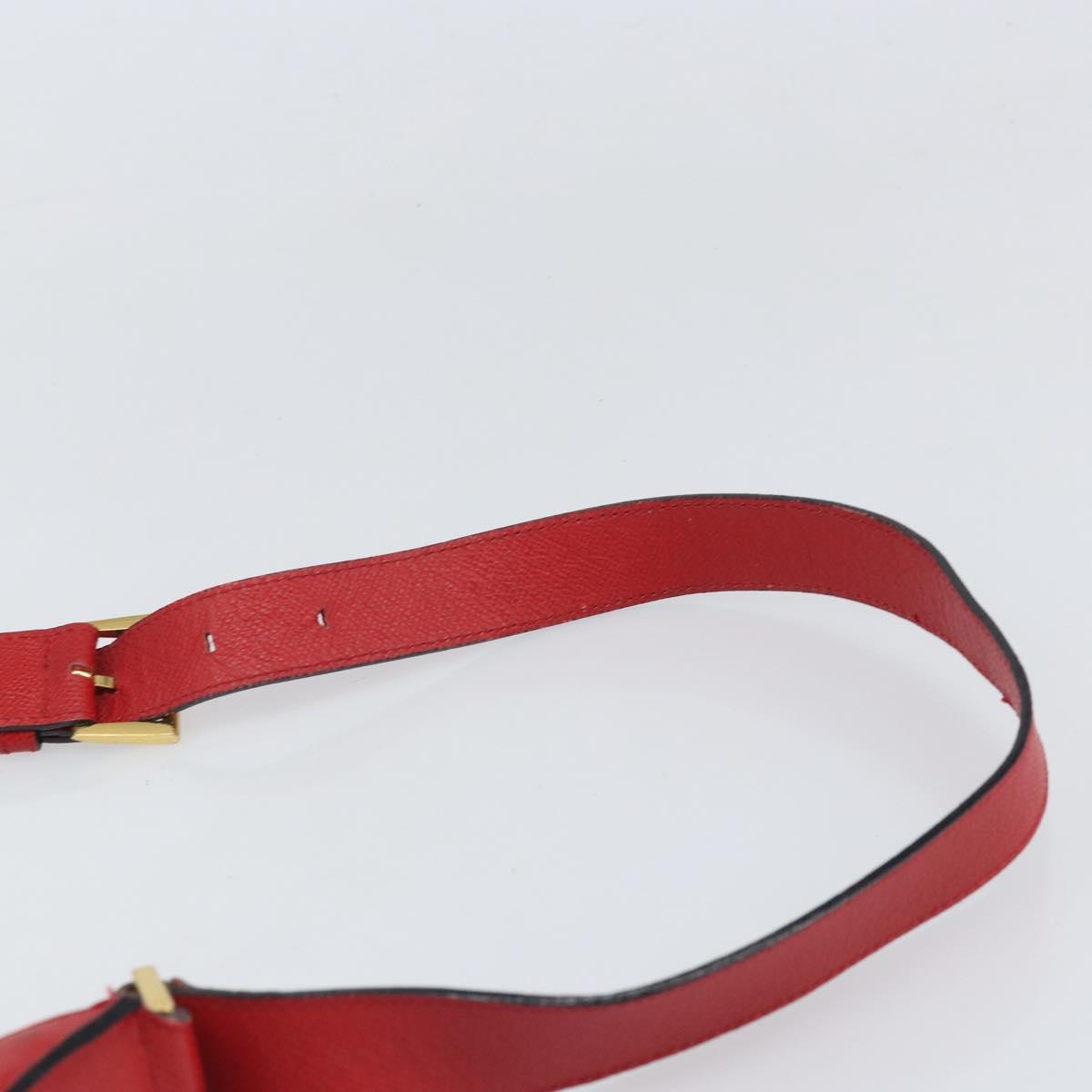 BALLY Shoulder Bag Leather Red Gold Auth 149841