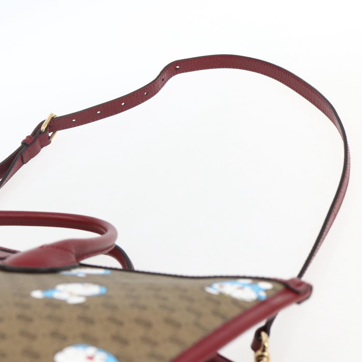 GUCCI GUCCI Ã Doraemon Micro GG Supreme Bag PVC 2way Beige 653952 Auth 149861SM