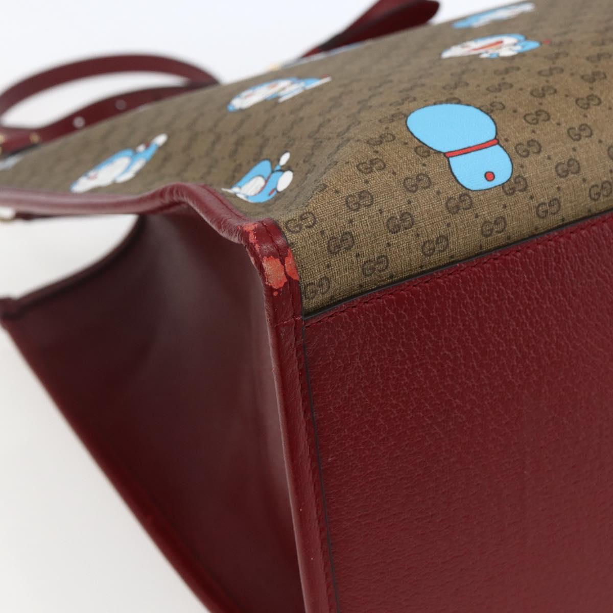 GUCCI GUCCI Ã Doraemon Micro GG Supreme Bag PVC 2way Beige 653952 Auth 149861SM