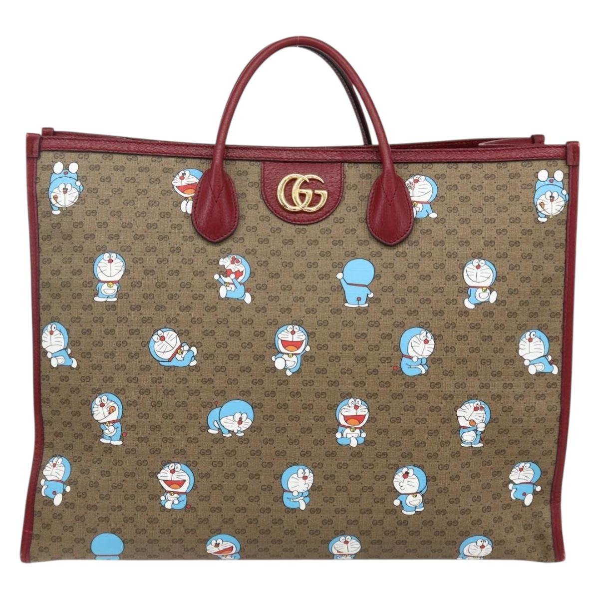 GUCCI GUCCI Ã Doraemon Micro GG Supreme Bag PVC 2way Beige 653952 Auth 149861SM