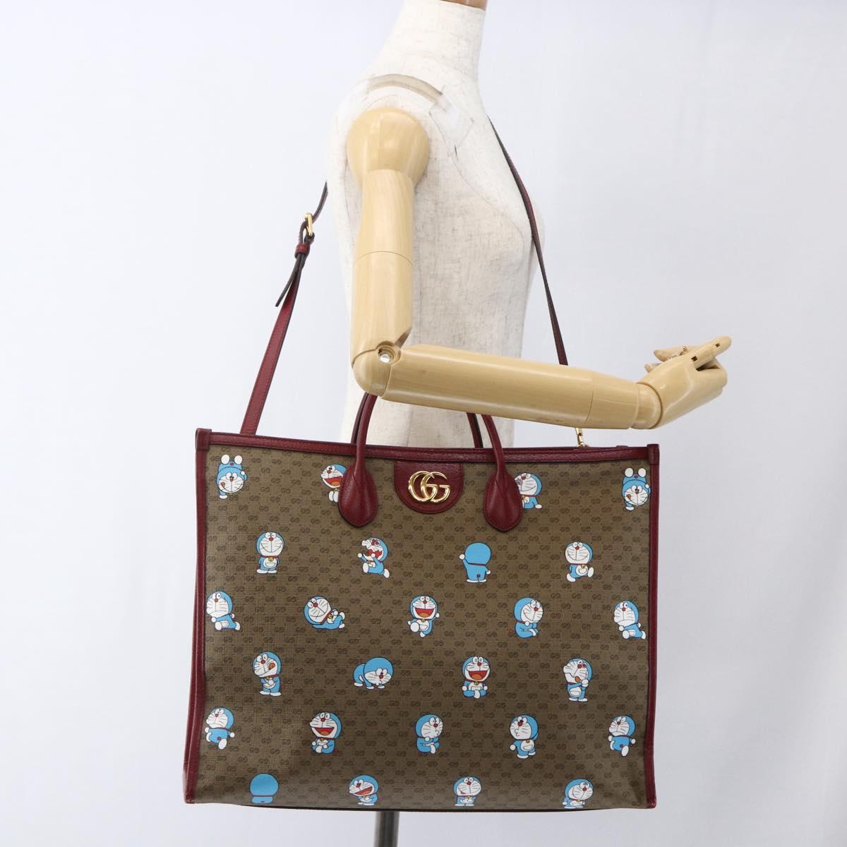GUCCI GUCCI Ã Doraemon Micro GG Supreme Bag PVC 2way Beige 653952 Auth 149861SM