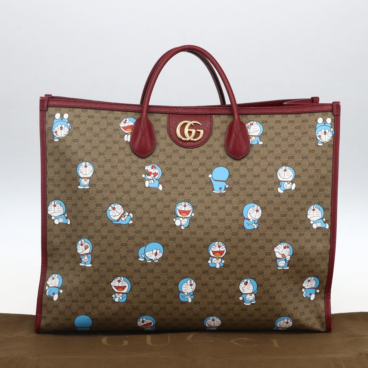 GUCCI GUCCI Ã Doraemon Micro GG Supreme Bag PVC 2way Beige 653952 Auth 149861SM