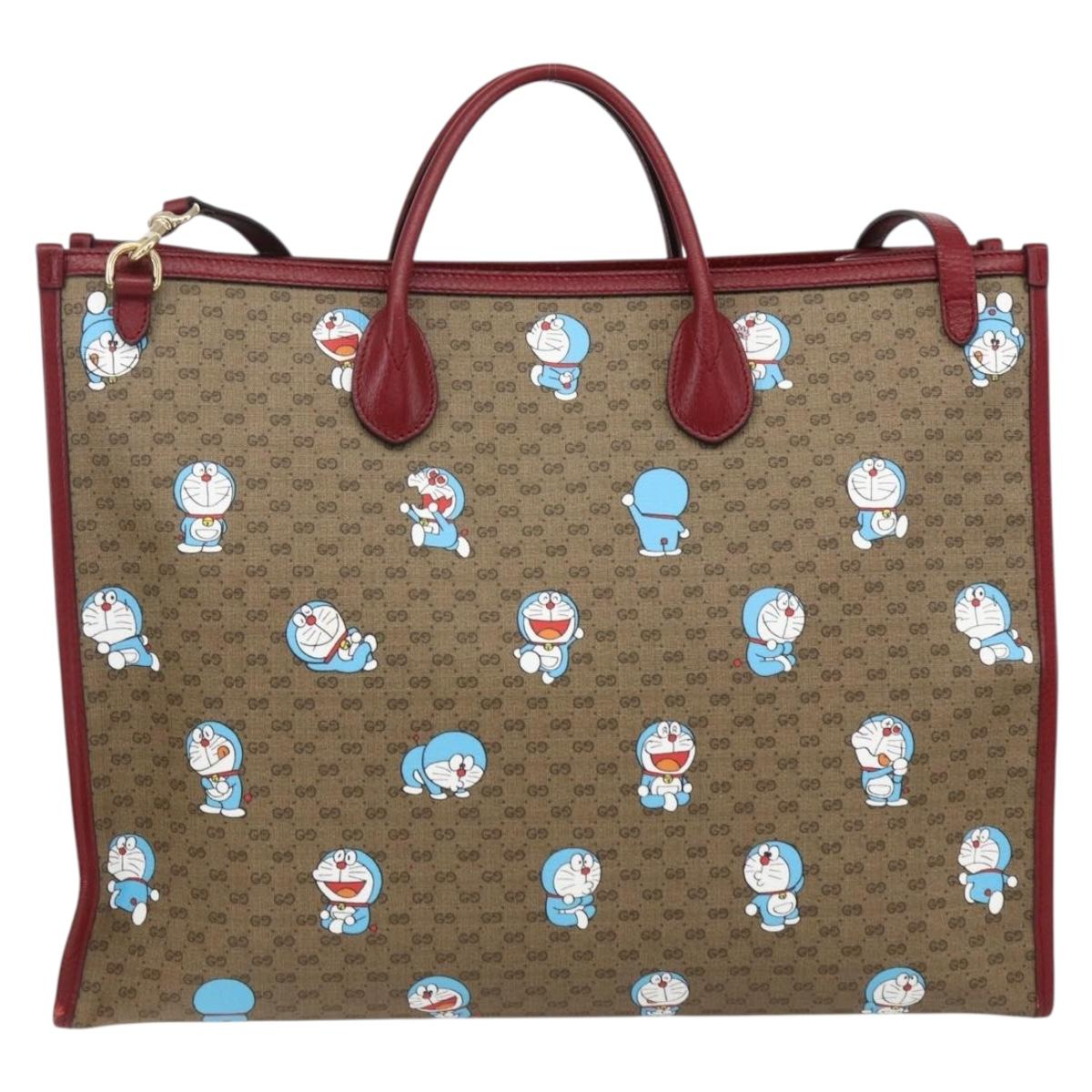 GUCCI GUCCI Ã Doraemon Micro GG Supreme Bag PVC 2way Beige 653952 Auth 149861SM