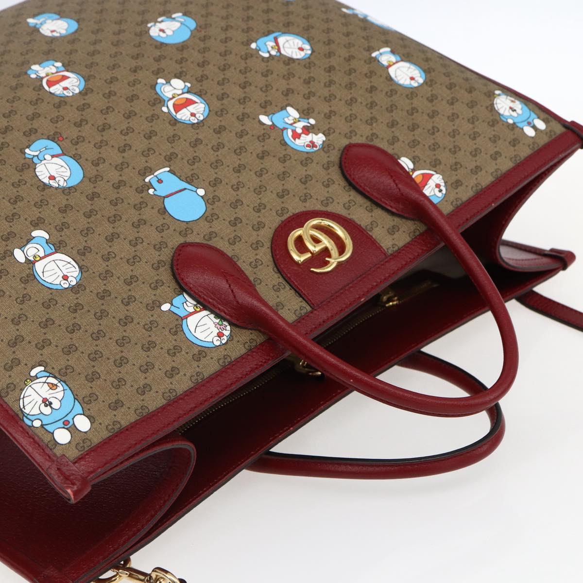 GUCCI GUCCI Ã Doraemon Micro GG Supreme Bag PVC 2way Beige 653952 Auth 149861SM