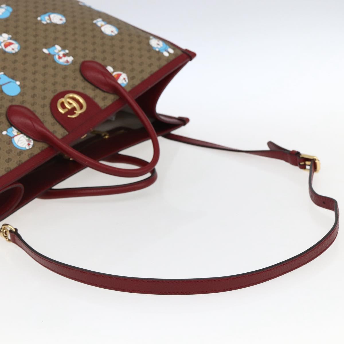 GUCCI GUCCI Ã Doraemon Micro GG Supreme Bag PVC 2way Beige 653952 Auth 149861SM