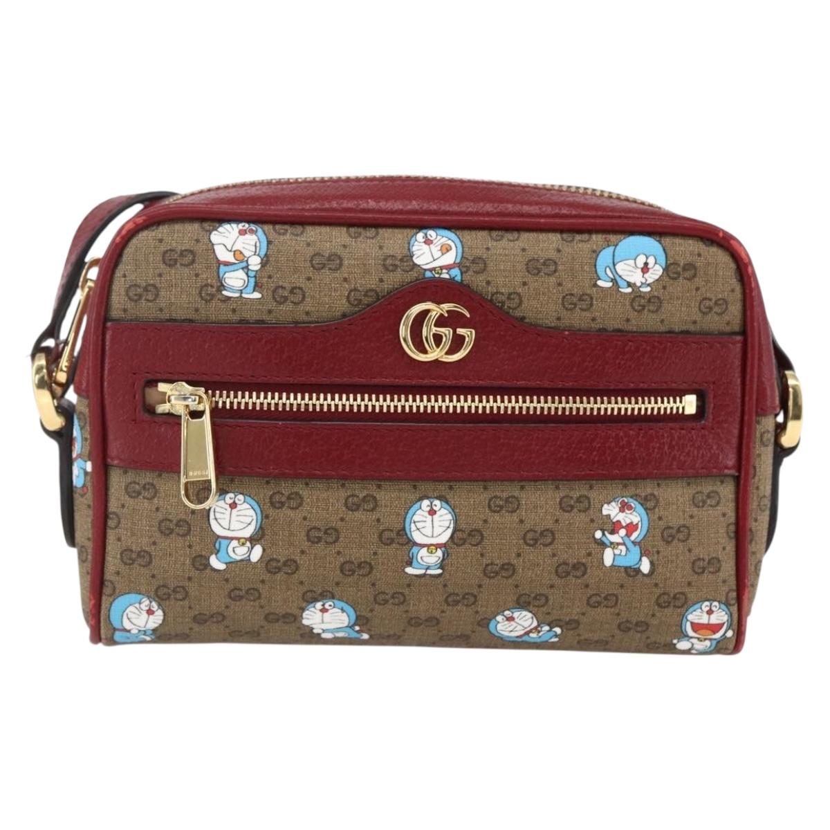 GUCCI GUCCI Ã Doraemon Micro GG Supreme Bag PVC Beige Gold 647784 Auth 149862SM