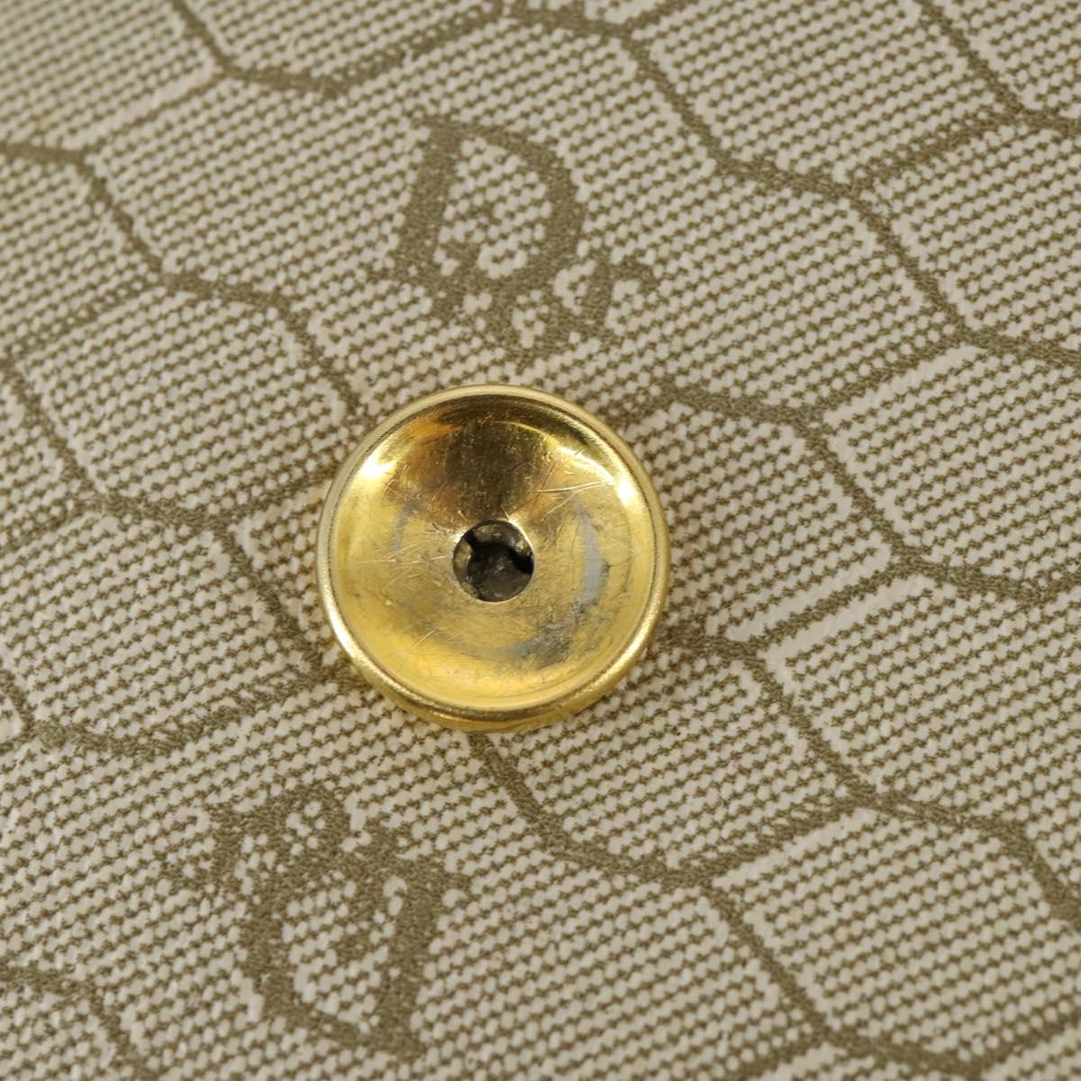 Christian Dior Honeycomb Canvas Chain Shoulder Bag PVC Beige Gold Auth 149887