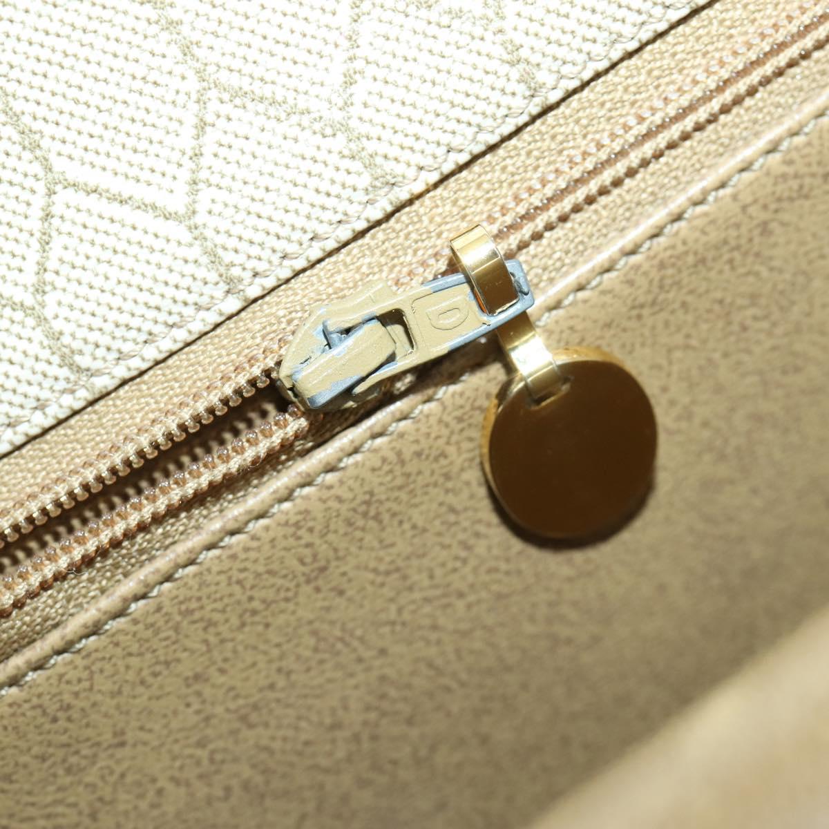 Christian Dior Honeycomb Canvas Chain Shoulder Bag PVC Beige Gold Auth 149887