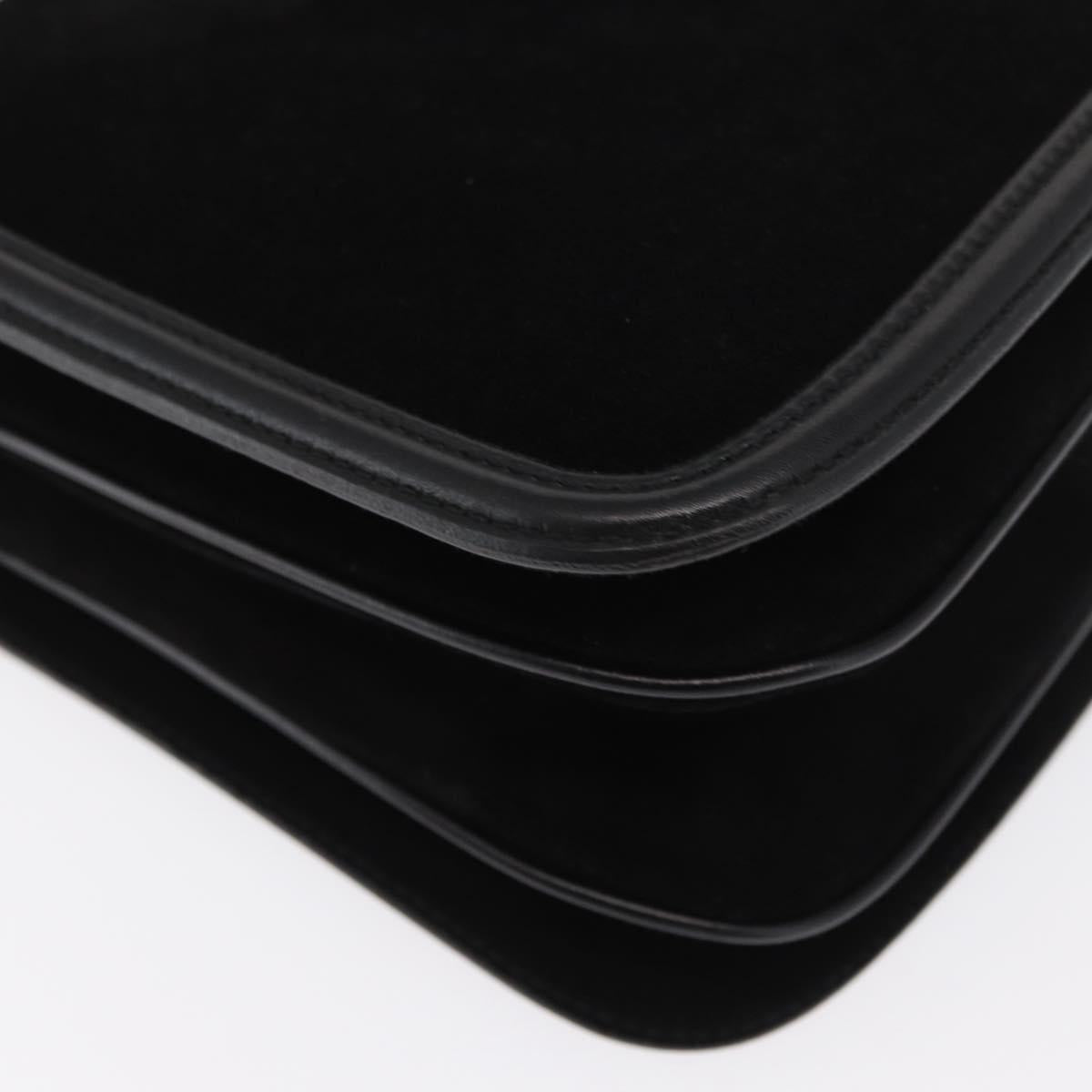 Salvatore Ferragamo Gancini Shoulder Bag Suede Black Gold Auth 149888V