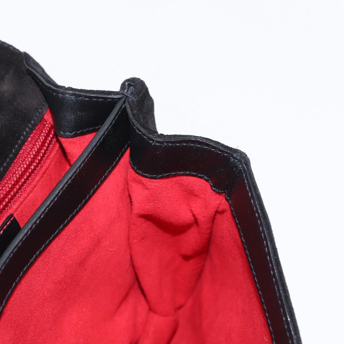 Salvatore Ferragamo Gancini Shoulder Bag Suede Black Gold Auth 149888V