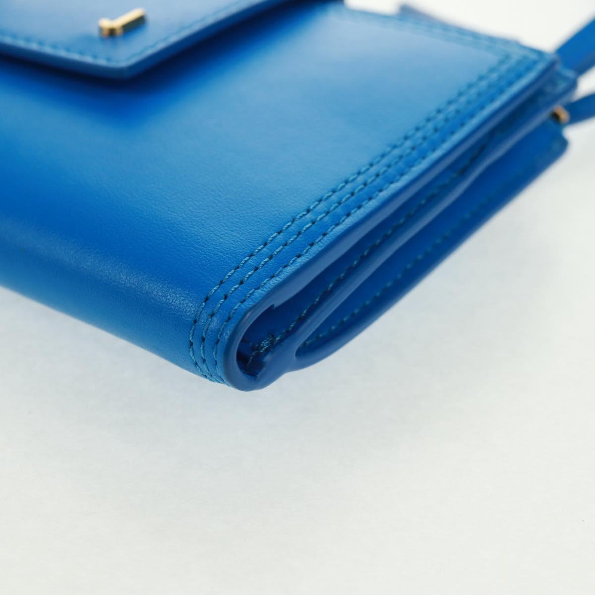 JACQUEMUS Shoulder wallet Leather Blue Gold Auth 149891M