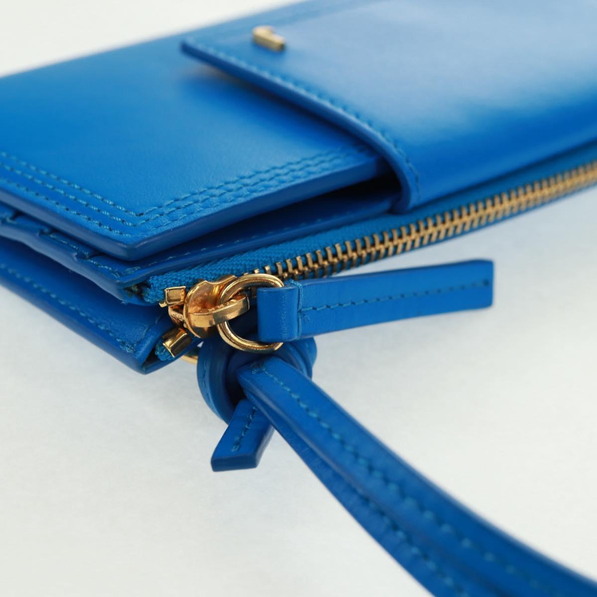 JACQUEMUS Shoulder wallet Leather Blue Gold Auth 149891M
